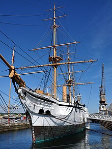 The sloop HMS Gannet at Chatham Historic Dockyard, launched at Sheerness in 1878; an example of the smaller size of warship that was built in Sheerness Dockyard. HMS Gannet at Chatham 8.jpg