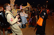 Halloween revelers spray each other with Silly String Halloween, Aviano Air Base, Italy, 2005 * DF-SD-08-27129.jpeg