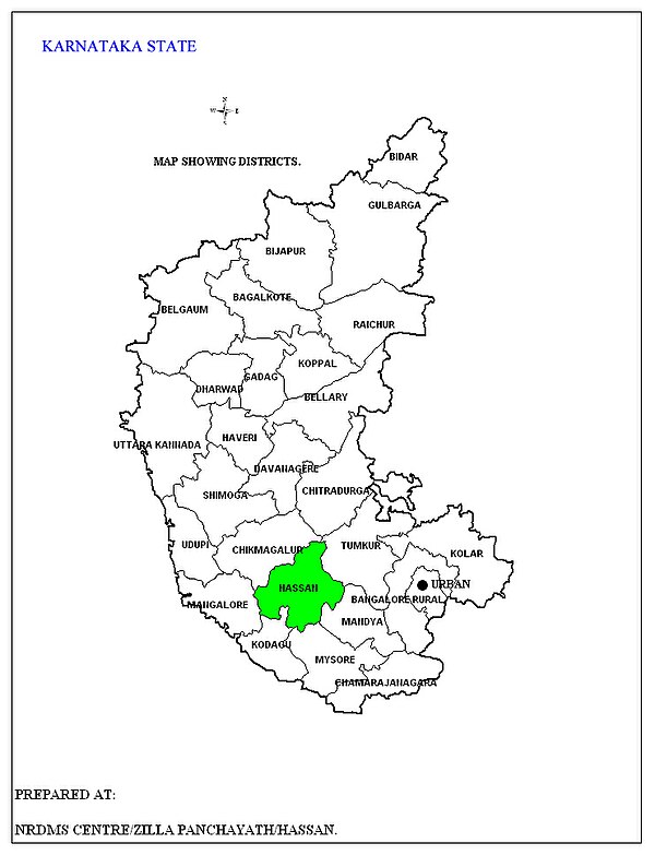 Positioning of Hassan district in Karnataka