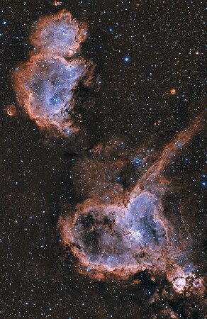 The Soul Nebula (above) and The Heart Nebula (below) in the constellation Cassiopeia. Photo by Taavi Niittee