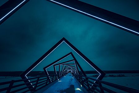 High Trestle Trail Bridge at night