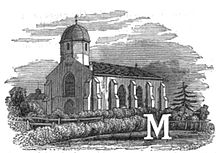 Historiated initial "M" of Marfleet church from Poulson 1841 Illustated initial of Marfleet church c.1840 (Poulson).jpg