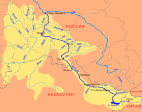 İrtiş havzasında Şağan (Шаган) Nehri, sağ altta — Kaynak, — Ağız, Kazakistan
