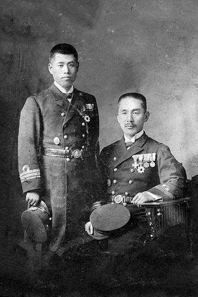 Yamamoto (left) with his lifelong friend Teikichi Hori as young officers of the Japanese Navy, 1915-1919