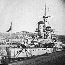 Emanuele Filiberto at Fiume in late 1918 after the end of World War I Italian battleship Emanuele Filiberto.jpg