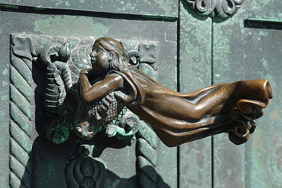 Door handle of the cathedral church in Ribe, Denmark, by the Danish artist Anne-Marie Carl-Nielsen