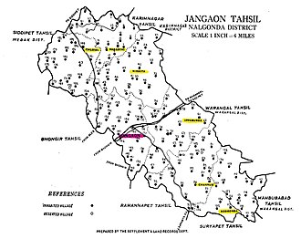 Jangaon Taluk with Circles 1951 Jangaon Taluk.jpg