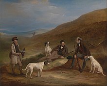 Grouse shooting scene in Yorkshire - 1836 painting by John Fearnley John Ferneley - Edward Horner Reynard and his Brother George Grouse-Shooting At Middlesmoor, Yorkshire, with Their G... - Google Art Project.jpg