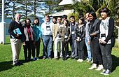 Photo of Justice Michael Kirby, Assoc. Prof. Thomas Faunce, Prof. Peidong Yang and students from James Ruse Agricultural High School