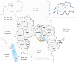Harta e komunës Hermetschwil-Staffeln në distriktin Bremgarten