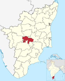 Karurin piirikunta Tamil Nadun kartalla.