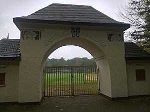 Entrance gate to the Katzenbusch sports park in Herten
