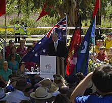 Australia holds citizenship ceremonies on Australia Day, the anniversary of the day Britain claimed sovereignty over Australia in 1788. Kevin Rudd speaking at the Australia Day 2010 citizenship ceremony.jpg