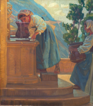 To piger ved en fontæne, 1913