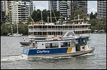 Kookaburra Queen and CityFerry, Brisbane River Kookaburra Queen and CityFerry.jpg