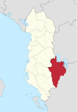 Ligging van Korçë binnen Albanië