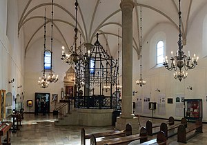 Renaissance interior of the Old Synagogue in Kraków using Gothic vaults (1570)