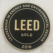 LEED Gold Plaque in a Certified Building LEED Gold 2016 plaque, Serrano 55 Madrid (cropped).jpg