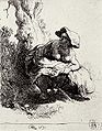 La femme qui pisse ("Plassende boerenvrouw"), ets van Rembrandt van Rijn (1631)