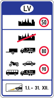 Vignette pour Limitations de vitesse en Lettonie