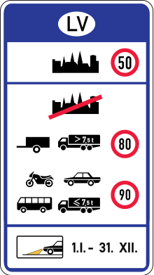 Limitations de vitesse en Lettonie — Wikipédia