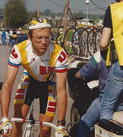Laurent Fignon avec le maillot de l'équipe Système U.