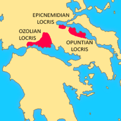 Mapa mostrando a localização de Locris.