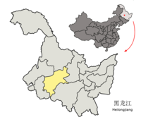 Location of Suihua in the province Location of Suihua Prefecture within Heilongjiang (China).png