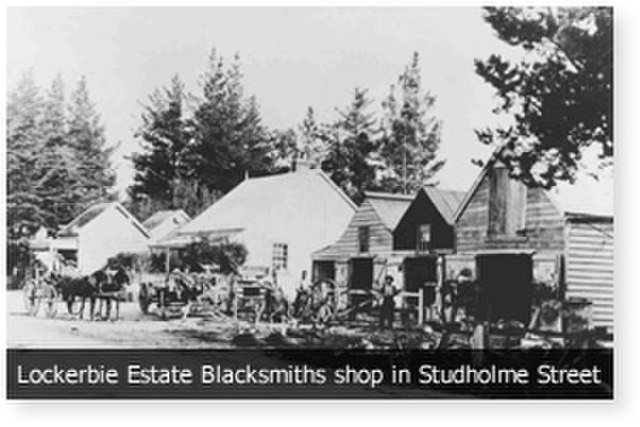 Lockerbie Estate Blacksmiths in Studholme Street, Morrinsville, circa 1890
