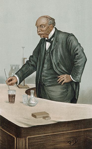 Captioned "Argon", caricature of Lord Rayleigh in Vanity Fair, 1899