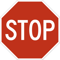 Stop sign used in English-speaking countries, as well as in most European countries