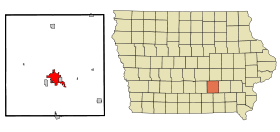 Mahaska County Iowa Incorporated and Unincorporated areas Oskaloosa Highlighted.svg