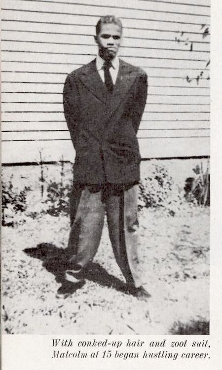 Malcolm X wearing a zoot suit (1940)