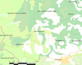 Mapa obce Les Salelles