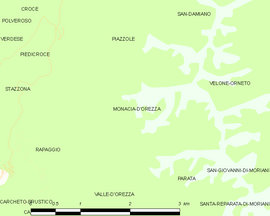 Mapa obce Monacia-d’Orezza