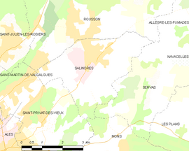 Mapa obce Salindres