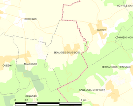 Mapa obce Beaugies-sous-Bois