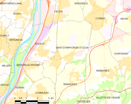 Mapa obce Saint-Symphorien-d’Ozon