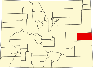 Mappa del Colorado che evidenzia la contea di Cheyenne