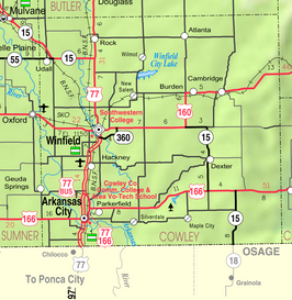 Kaart van Cowley County