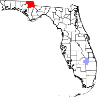 ジャクソン郡の位置を示したフロリダ州の地図