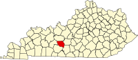 Location of Edmonson County, Kentucky Map of Kentucky highlighting Edmonson County.svg