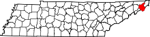Harta e Carter County në Tennessee