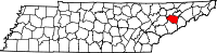 Округ Джефферсон на мапі штату Теннессі highlighting