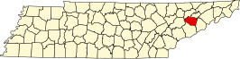 Locatie van Jefferson County in Tennessee