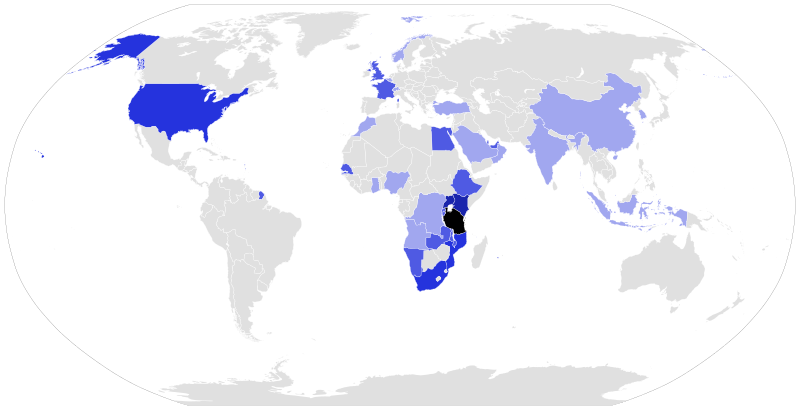 File:Map showing countries President Samia Suluhu of Tanzania has visited.svg