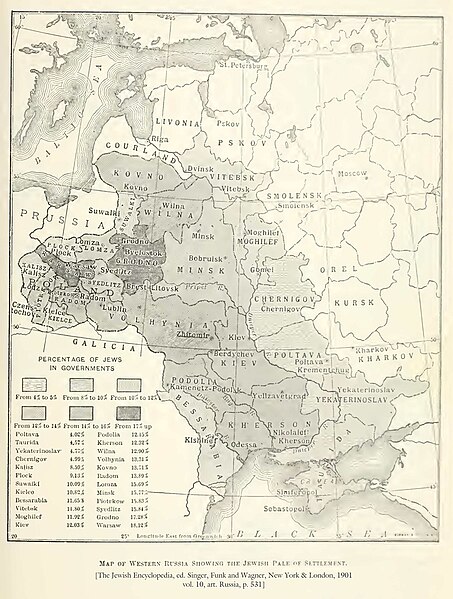 File:Map showing the percentage of Jews in the Pale of Settlement and Congress Poland, The Jewish Encyclopedia (1905).jpg