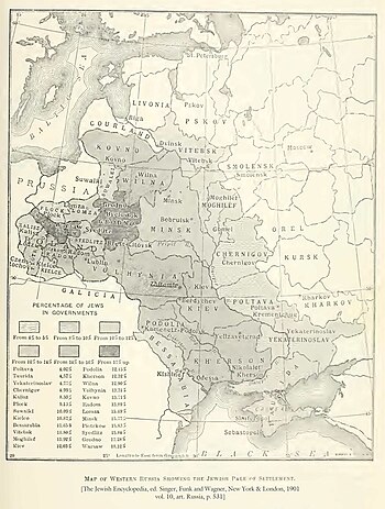 https://upload.wikimedia.org/wikipedia/commons/thumb/c/c0/Map_showing_the_percentage_of_Jews_in_the_Pale_of_Settlement_and_Congress_Poland,_The_Jewish_Encyclopedia_(1905).jpg/350px-Map_showing_the_percentage_of_Jews_in_the_Pale_of_Settlement_and_Congress_Poland,_The_Jewish_Encyclopedia_(1905).jpg
