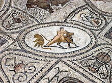 Mosaïque d'Hercule, détail Hercule dompte le taureau de Crète