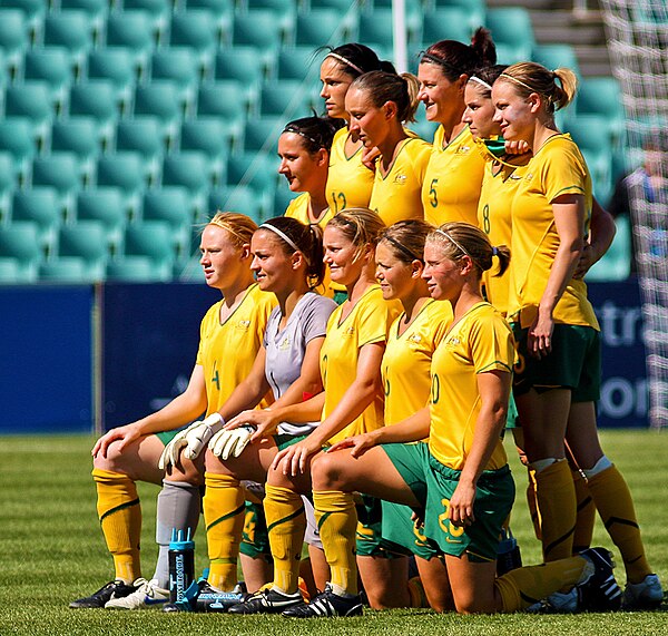 The Matildas before a game against Italy in 2009